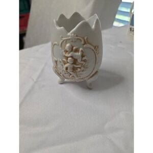 Lefton 1984 Three Footed  Egg‎ Shaped Knick Knack Dish Cupids Love